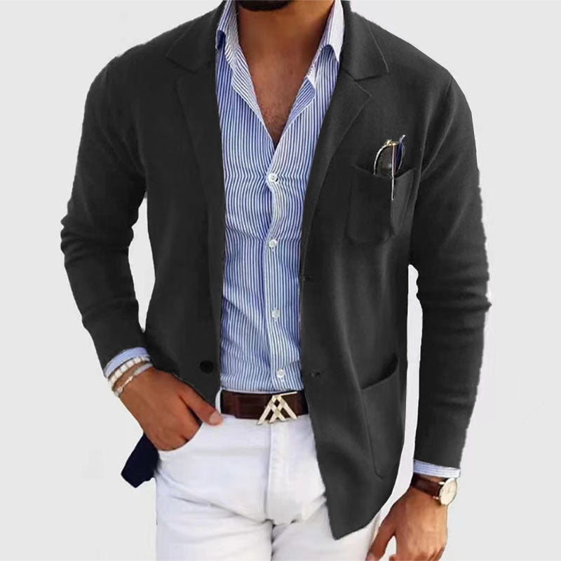 Herren Strickblazer Sportlich Modern mit Taschen - BerlinGlamour