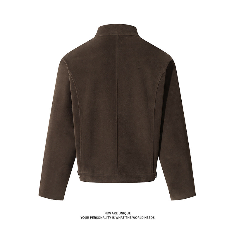 Herren Lederjacke Weich Kunstleder Reißverschluss Modern