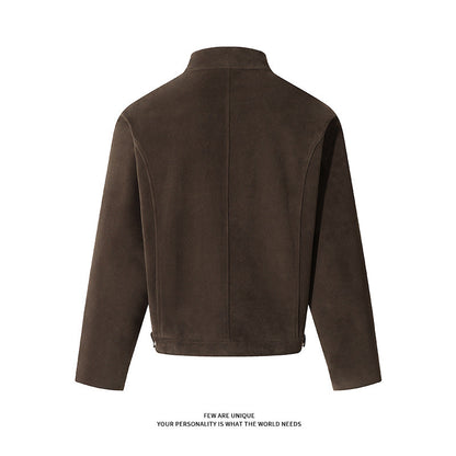 Herren Lederjacke Weich Kunstleder Reißverschluss Modern
