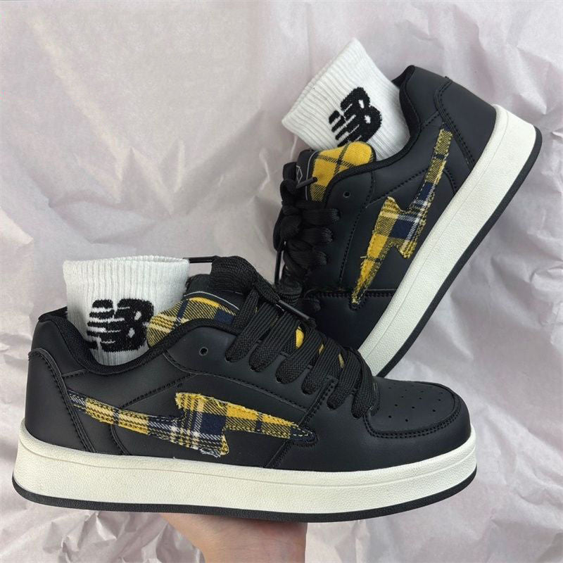 Damen Sneaker Kariert Bequem Gepolstert