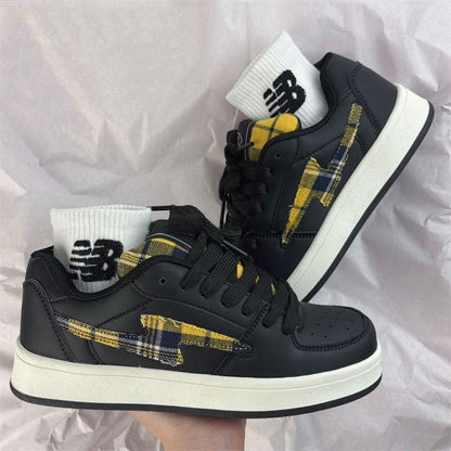 Damen Sneaker Kariert Bequem Gepolstert