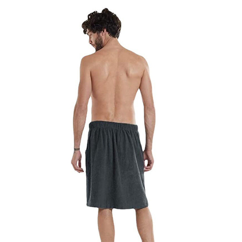 Herren Bademantel Frottee Weich mit Taschen und Verstellbund