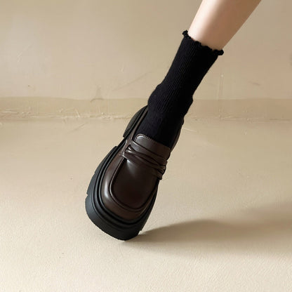 Damen Loafers Schuhe Glänzend Plateau Modisch