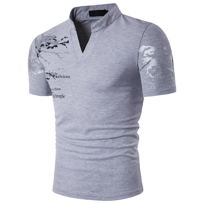Herren T-Shirt Kurzarm Stehkragen Berlin Grafikdruck