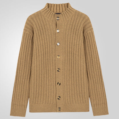 Herren Strickjacke Bequem Rippenmuster Stehkragen Modern - BerlinGlamour