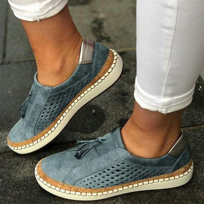 Damen Sneaker perforiert Dekorativ Quasten Modisch