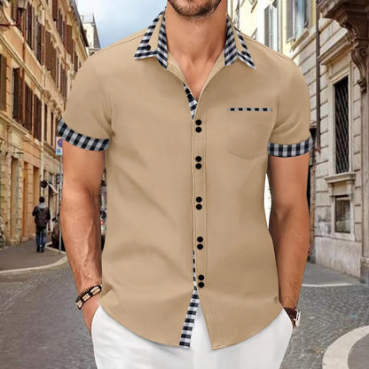 Herren Kurzarmhemd Modern Karo Sommer