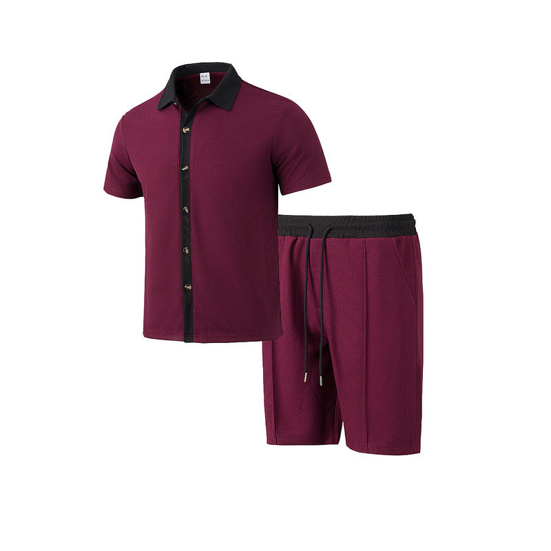 Herren Freizeit Set Kurzarmhemd mit Shorts Modern