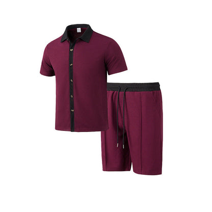 Herren Freizeit Set Kurzarmhemd mit Shorts Modern