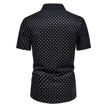 Herren Kurzarmshirt Modern mit Punktemuster und Knöpfen