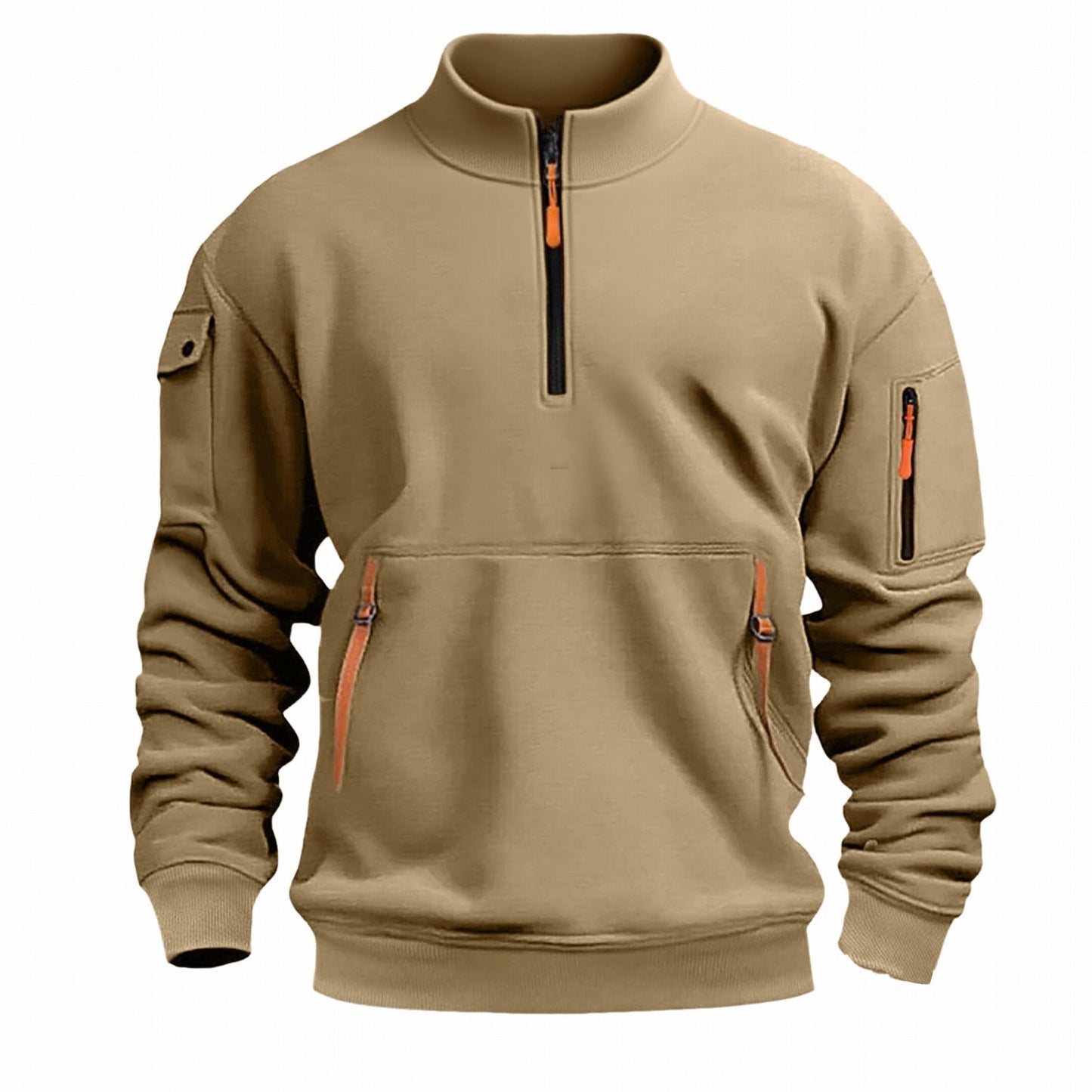 Herren Funktionspullover Mit Reißverschluss Viertaschen Outdoor