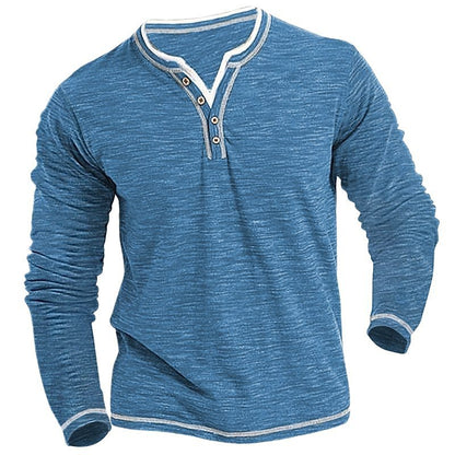 Herren Langarmshirt Modern mit Kontrastnähten Casual