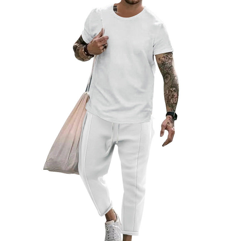 Herren Freizeit Set Moderner Schnitt T-Shirt und Sweatpants