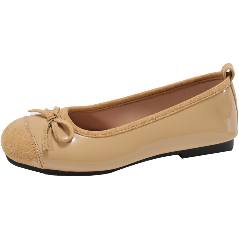 Damen Ballerinas Elegante Schleife Glanzleder Schuhe