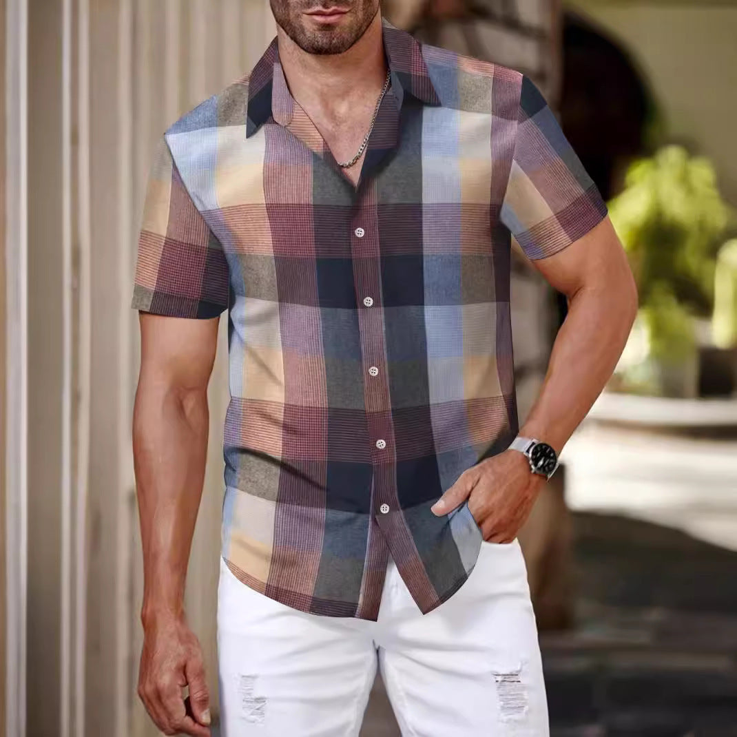 Herren Hemd Kurzarm Karomuster Modern Slimfit - BerlinGlamour