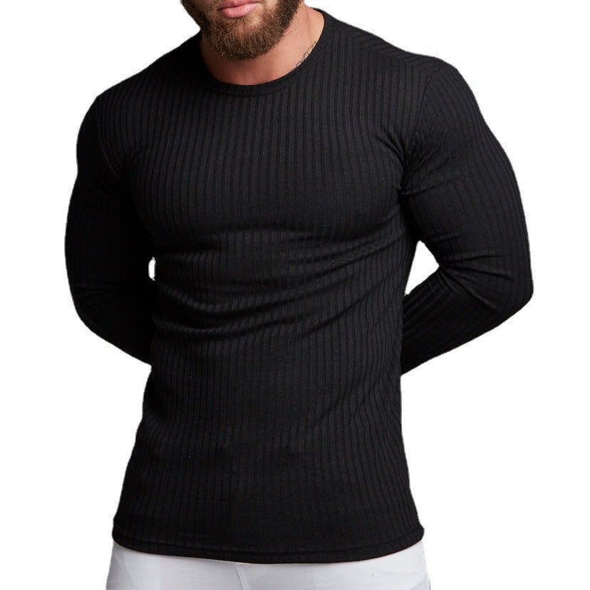 Herren Langarmshirt Fein Rippenstruktur Modern Slimfit