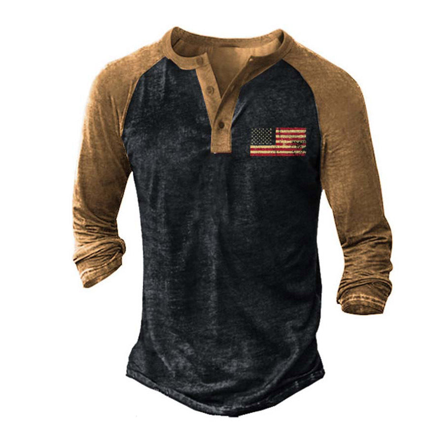 der neue Titel: Herren Langarm Henley-T-Shirt mit kreativem Druck und stilvollem Knopfverschluss BerlinGlamour