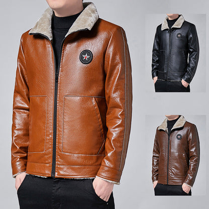 Herren Lederjacke Echtes Leder Optik Schwarz Modern - BerlinGlamour