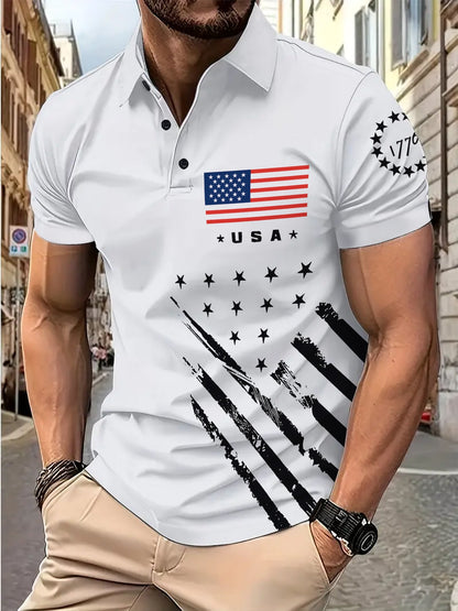 Herren Poloshirt Berlin Print Patriotisch
