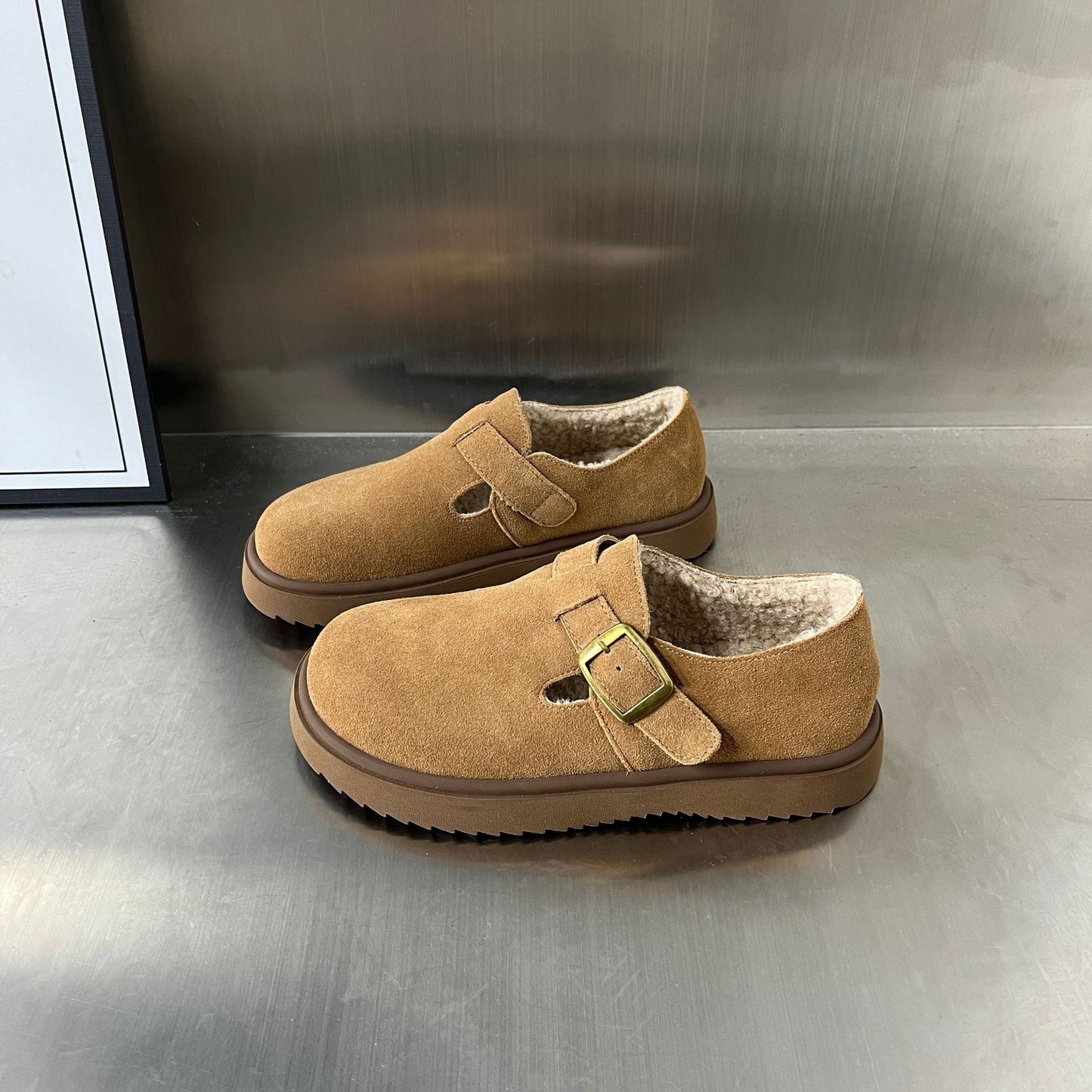 Damen Clogs Warm Bequem mit Schnallenverschluss - BerlinGlamour