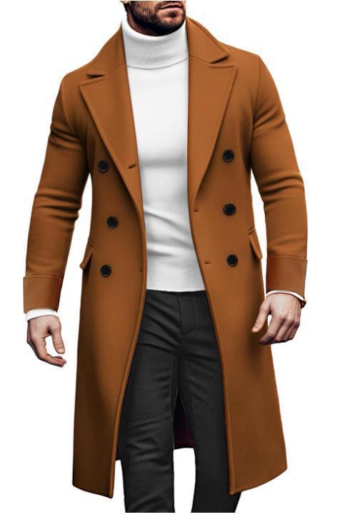 Herren Doppelmantel Eleganter Wintermantel Mit Taschen