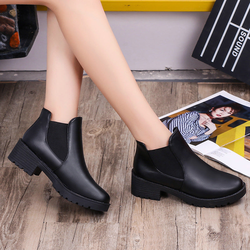 Damen Chelsea Stiefel Elastisch Komfortabel Schwarz - BerlinGlamour