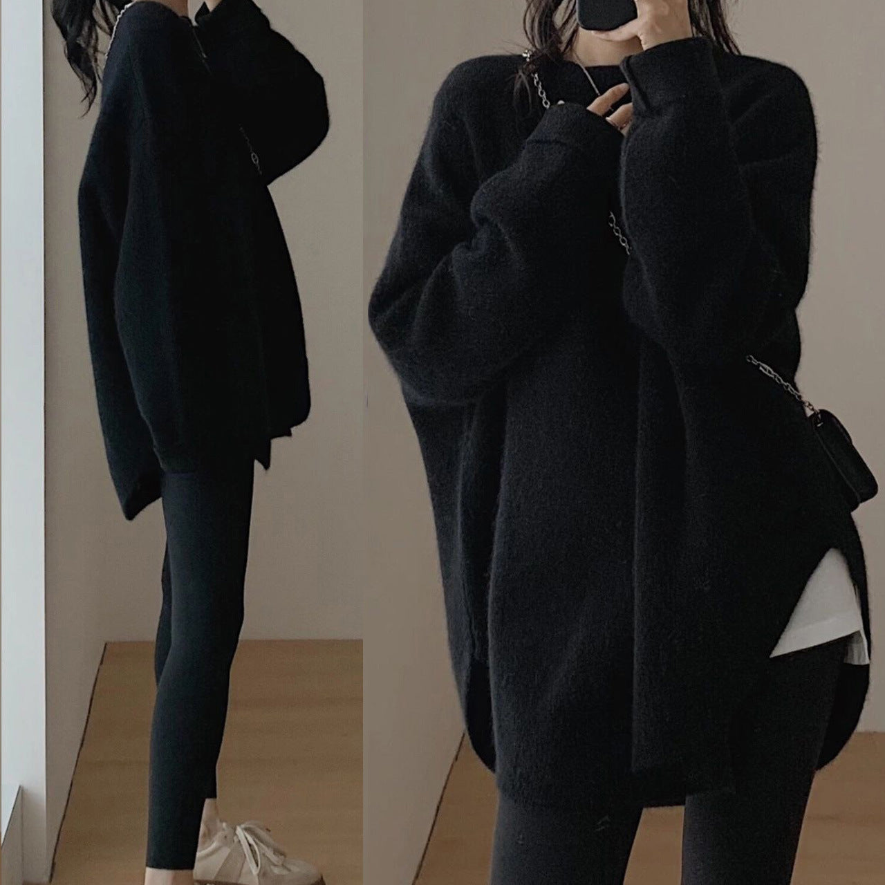 Damen Pullover Oversized Weich Großzügig Modern