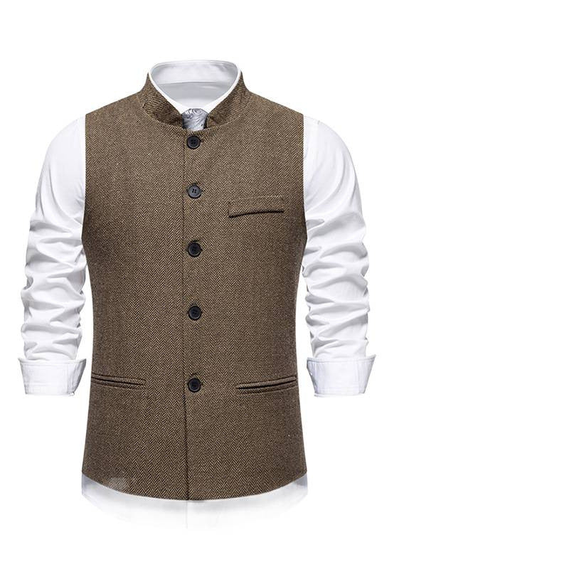 Herren Weste Herringbone Elegante Mit Taschen