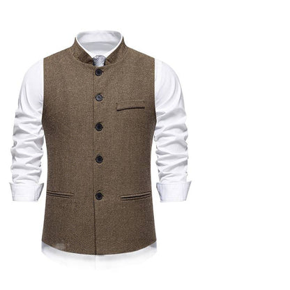 Herren Weste Herringbone Elegante Mit Taschen