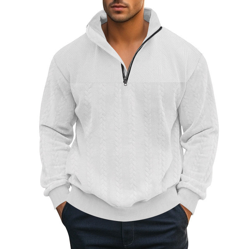 Herren Pullover Struktur Optik Halbzipp