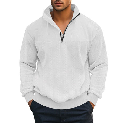 Herren Pullover Struktur Optik Halbzipp