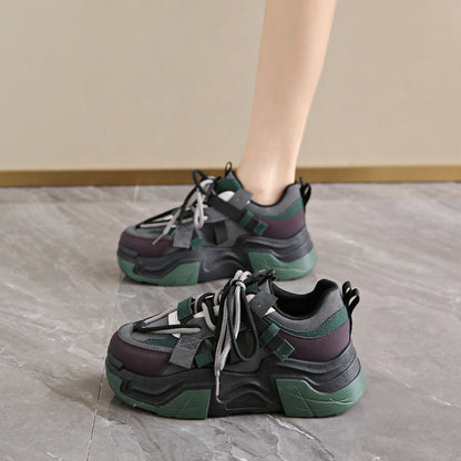 Damen Sneaker Sportlich Chunky Schnell Schnüren