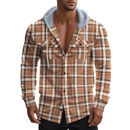 Herren Flauschjacke Kariert mit Kapuze Winterwarm - BerlinGlamour