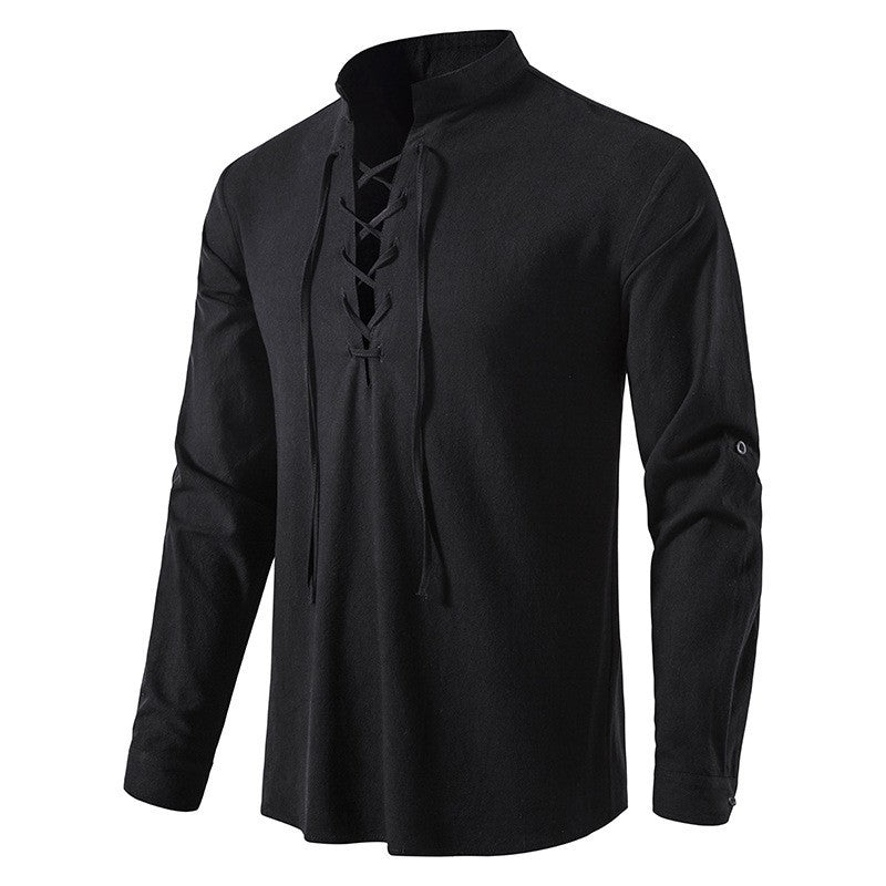 Herren Langarmshirt Modern Kordelzug Elegant