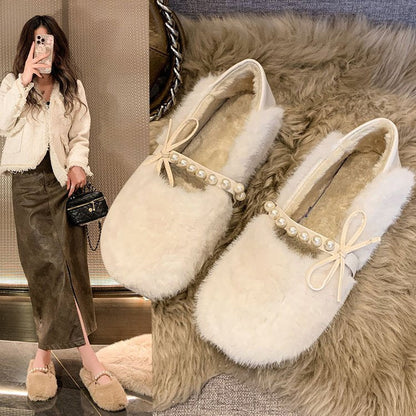 Damen Hausschuhe Flauschig Warm mit Perlen - BerlinGlamour