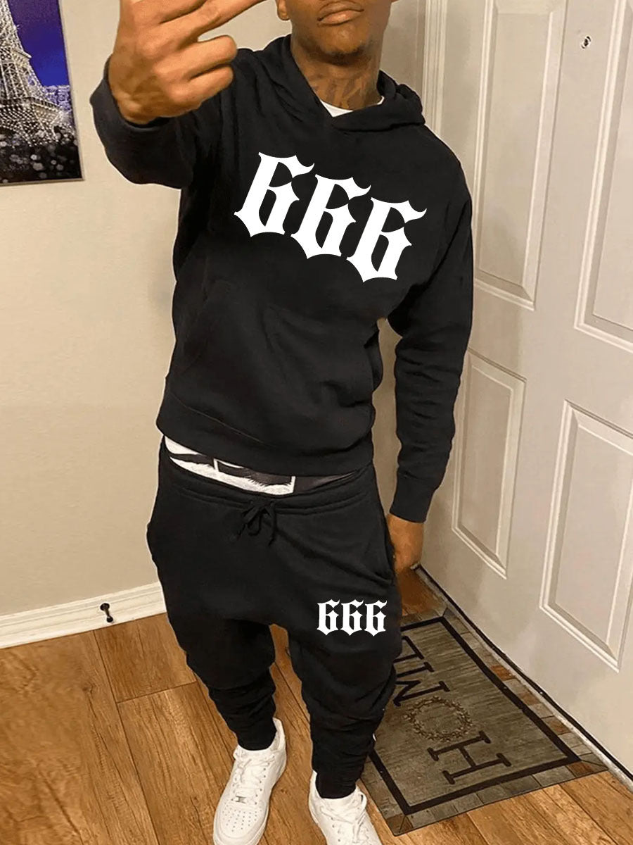 Herren Hoodie Set mit Jogginghose Grafikdruck Streetwear Style - BerlinGlamour