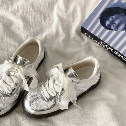 Damen Sneaker Luxus Spitze Schleifen Design
