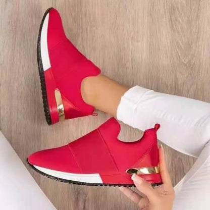 Damen Sneaker Sportlich Slip-On mit Gold Details