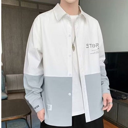 Herren Hemdjacke Modern Farbblock Design Slim Fit - BerlinGlamour