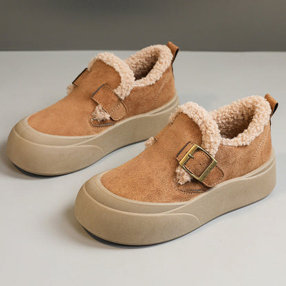 Damen Slipper Warm Bequem Schnallen Design