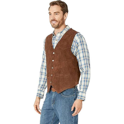 Herren Lederweste Elegante Wildleder schwarz Klassiker