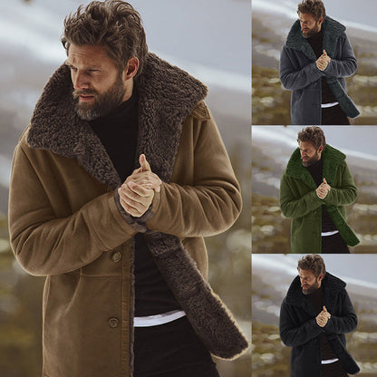 Herren Teddy-Mantel Langschößig Hochgeschlossen Warm