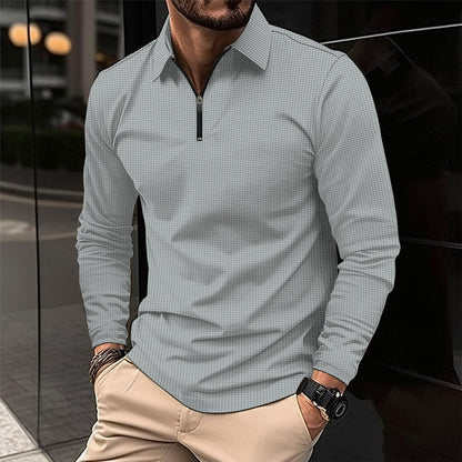 Herren Langarmshirt Modern mit Reißverschluss und Struktur