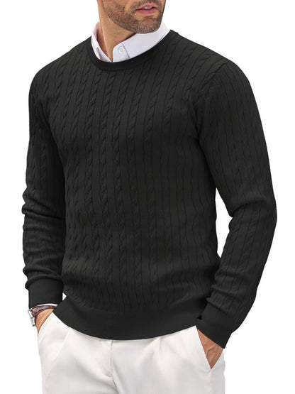 Strickpullover Herren Zopfmuster Modern Grau
