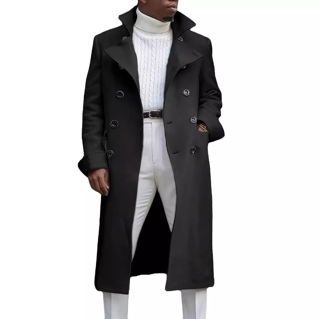 Herren Langmantel Elegant Moderner Schnitt Doppelter Knopfleiste - BerlinGlamour