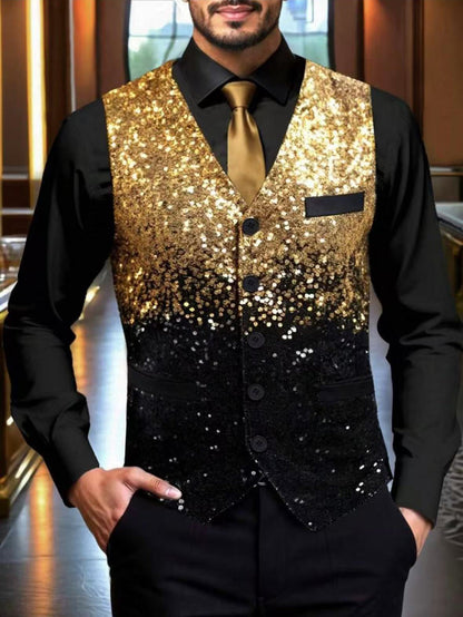 Herren Paillettenweste Glitzernd Elegant Farbverlauf