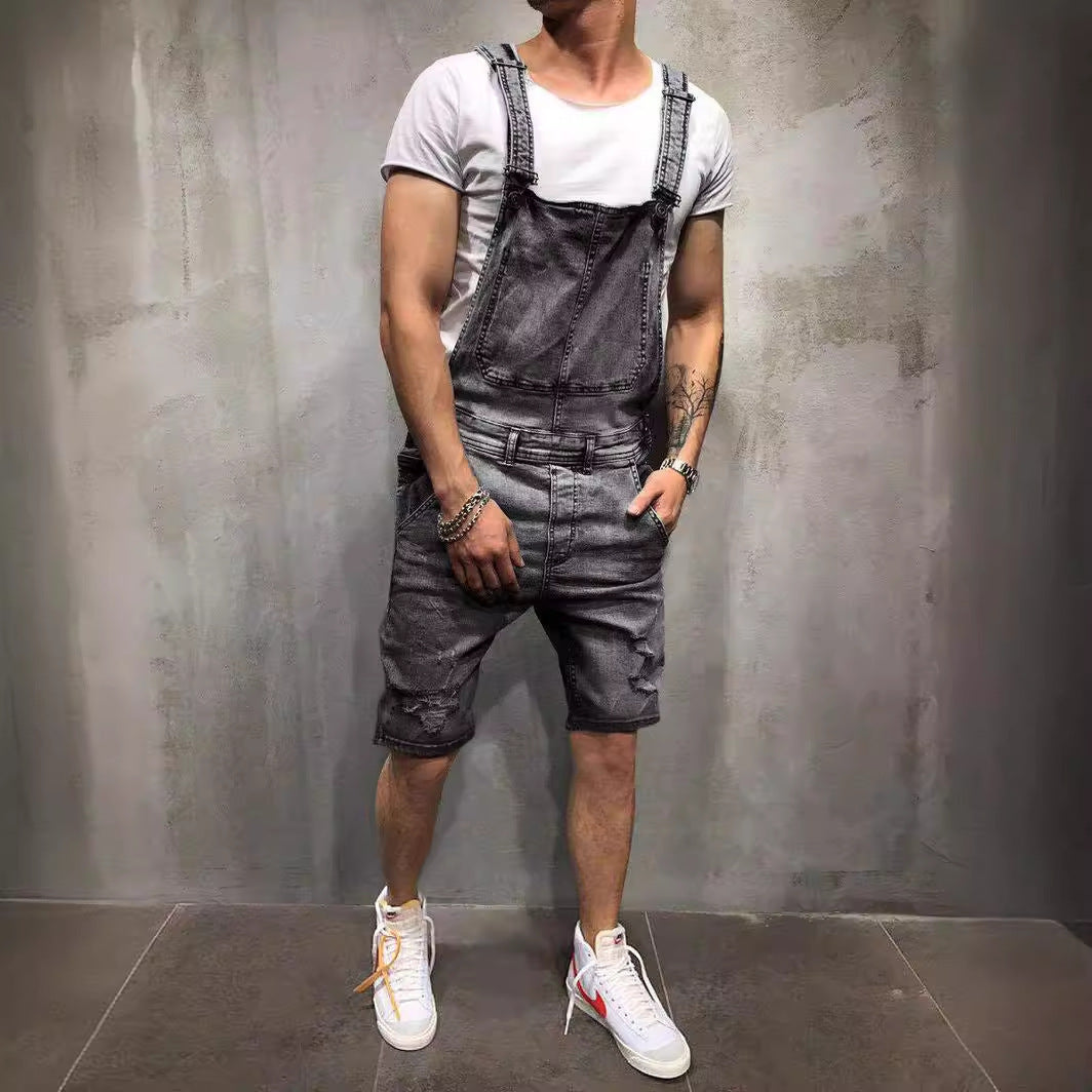 Herren Jeans Latzhose Used Look Modern