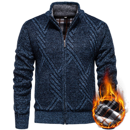 Herren Strickjacke Modern mit Mikrofon und Lautsprecher.