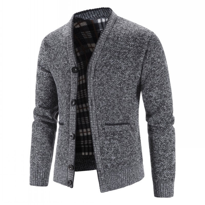 Herren Strickjacke Warm gefüttert Modern Schnitt