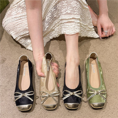 Damen Ballerinas Elegante Schleifen Komfort Sohle